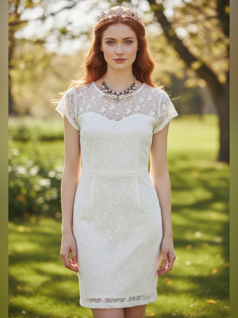 Free People Ivory Lace Mini Dress Sheer Floral Boho Bridal Large - Picture 3 of 8